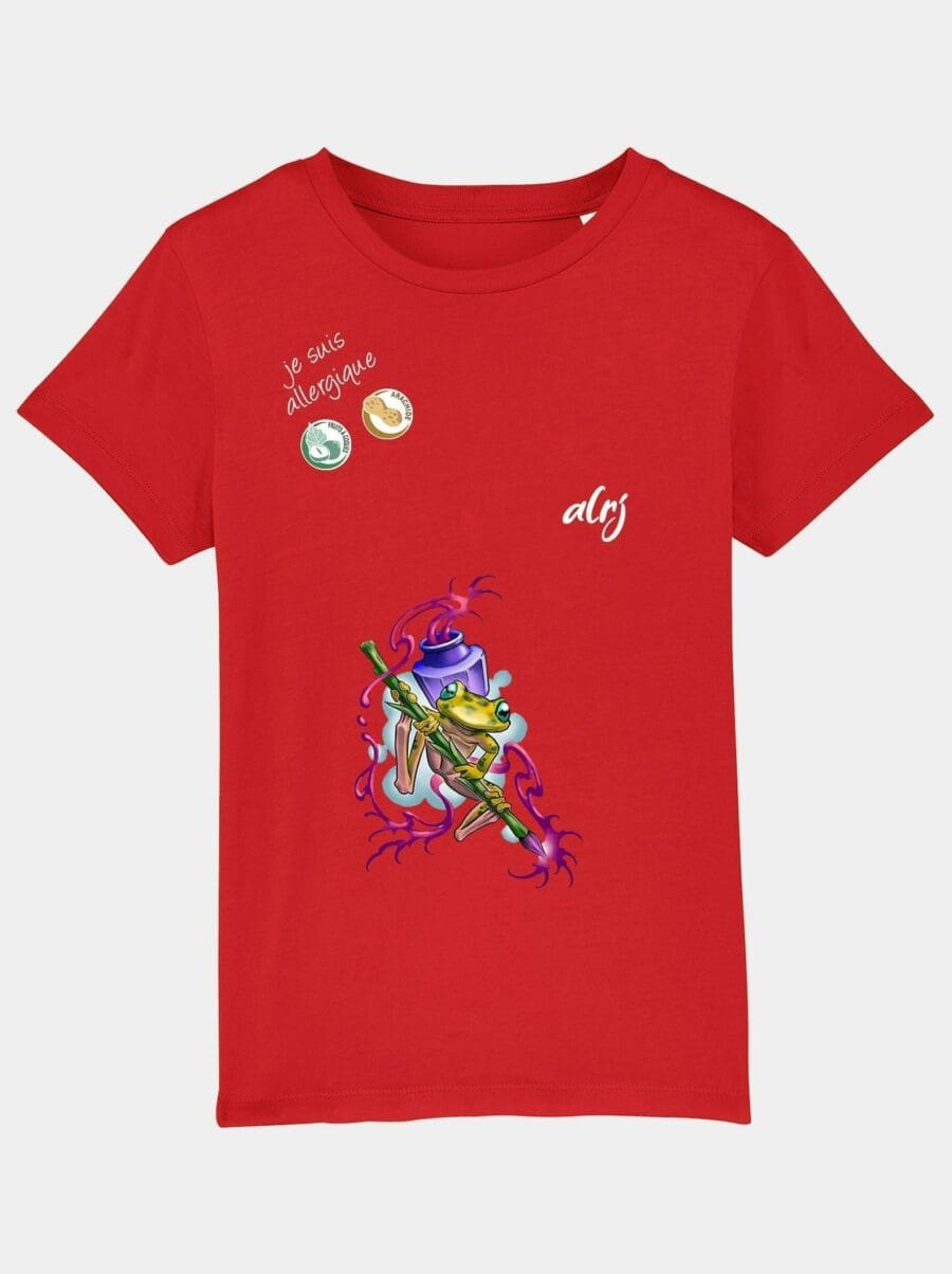 t-shirt enfant allergie alimentaire grenouille rouge