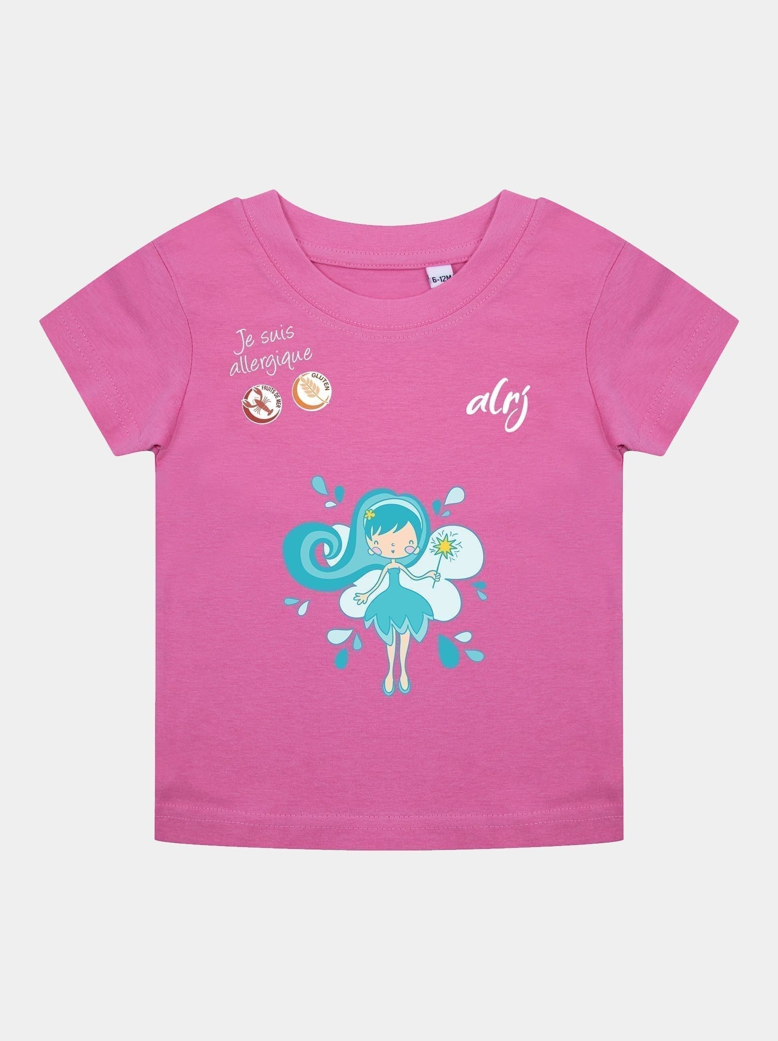 t-shirt bébé allergique fée bleue rose