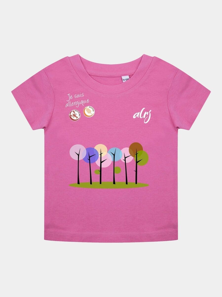 t-shirt bébé allergie alimentaire forêt rose