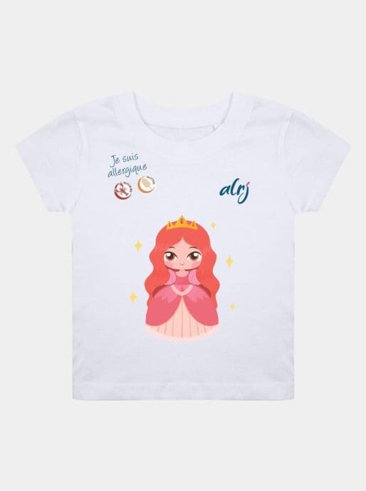 t-shirt enfant allergique princesse blanc
