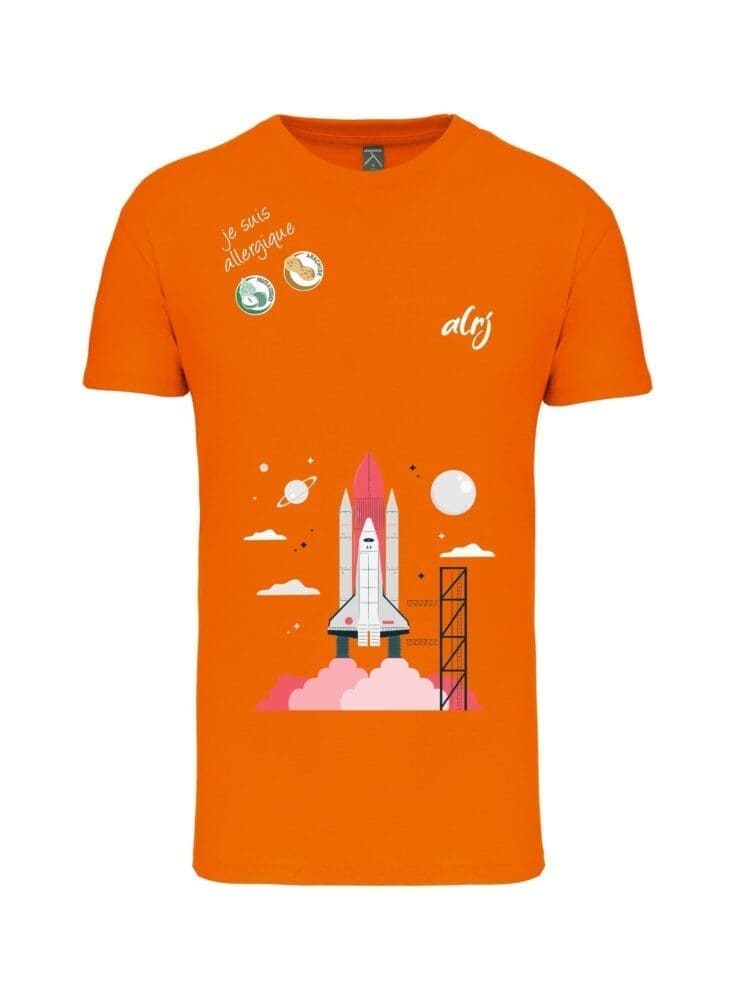 tshirt de prévention des allergies alimentaires fusée orange