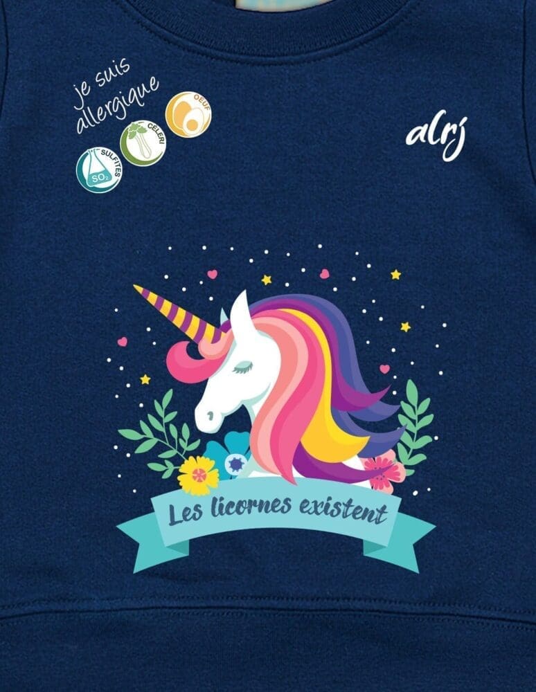 Pull bébé licorne bleue
