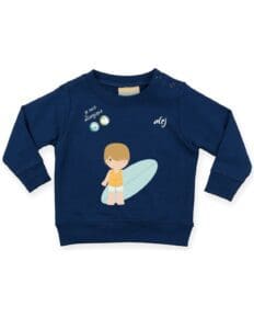 Pull bébé allergie motif surfeur bleu