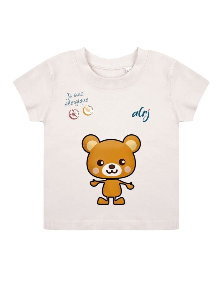 T-shirt-bébé-allergie-beige-motif-ours